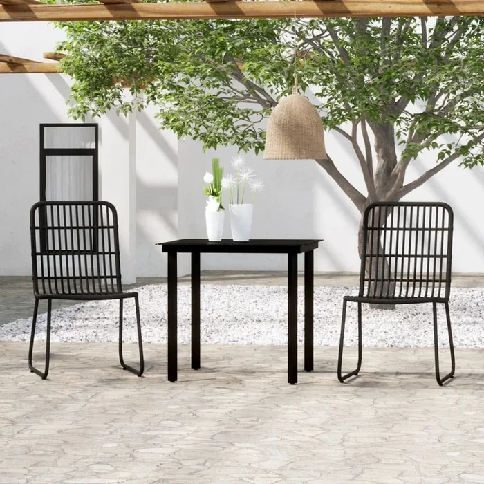 Juego de comedor para jardín 3 piezas negro VidaXL