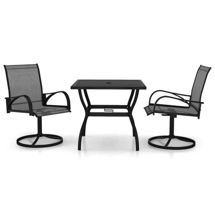 Juego de comedor para jardín 3 piezas textilene y acero