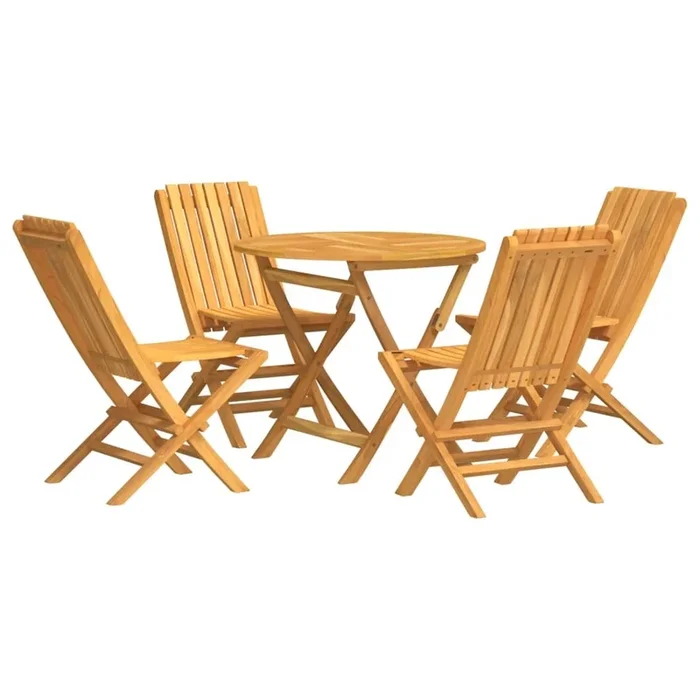 Juego de comedor para jardin 5 piezas madera maciza de teca sin reposabrazos circular