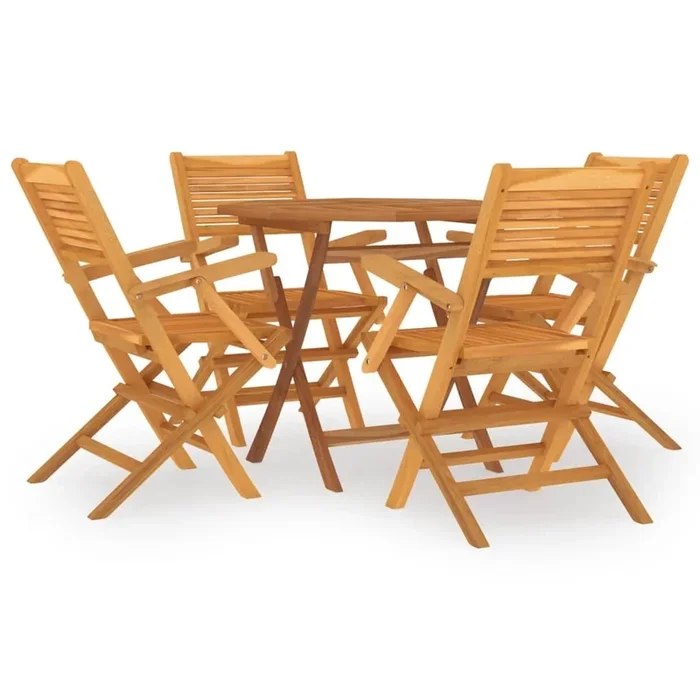 Juego de comedor para jardín 5 piezas madera maciza de teca VidaXL