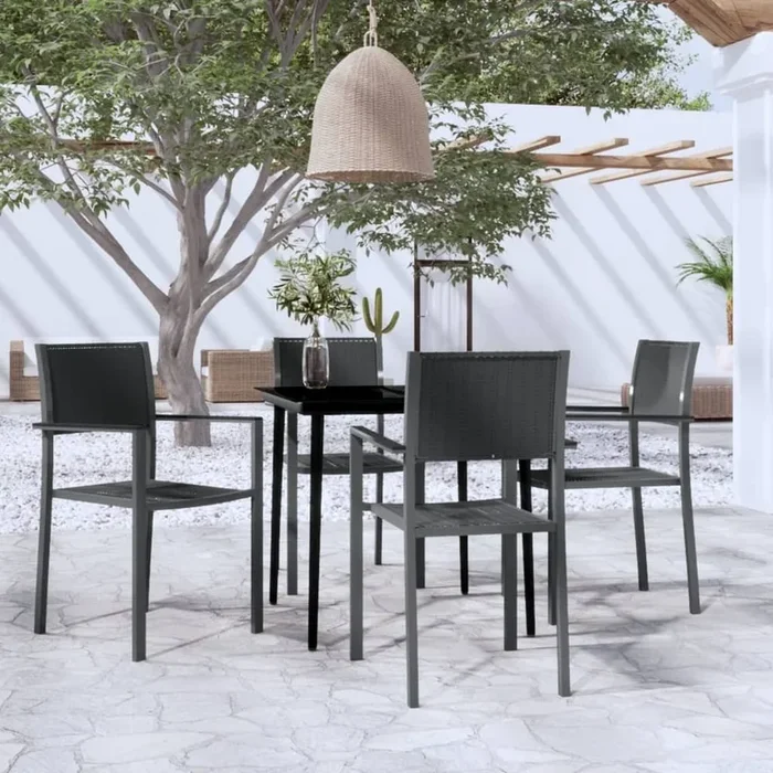 Juego de comedor para jardín 5 piezas negro VidaXL