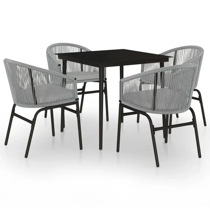 Juego de comedor para jardin 5 piezas ratán sintético gris longitud mesa 80 cm