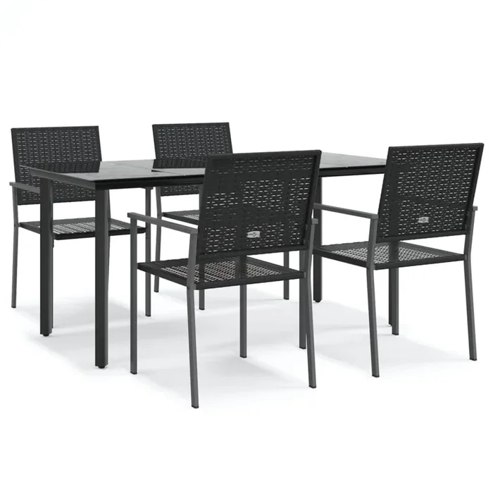 Juego de comedor para jardin 5 piezas ratán sintético y acero longitud mesa 160 cm