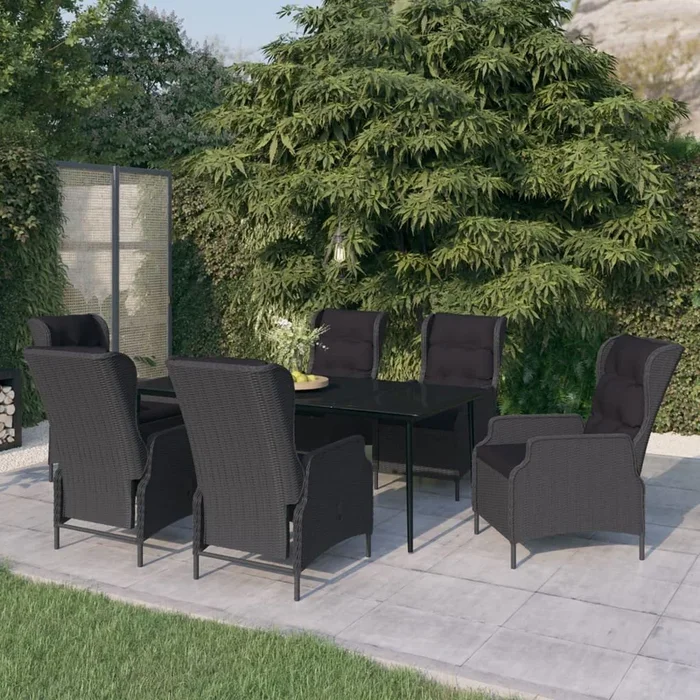 Juego de comedor para jardín 7 piezas gris oscuro VidaXL