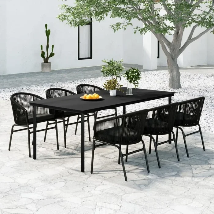 Juego de comedor para jardín 7 piezas negro VidaXL