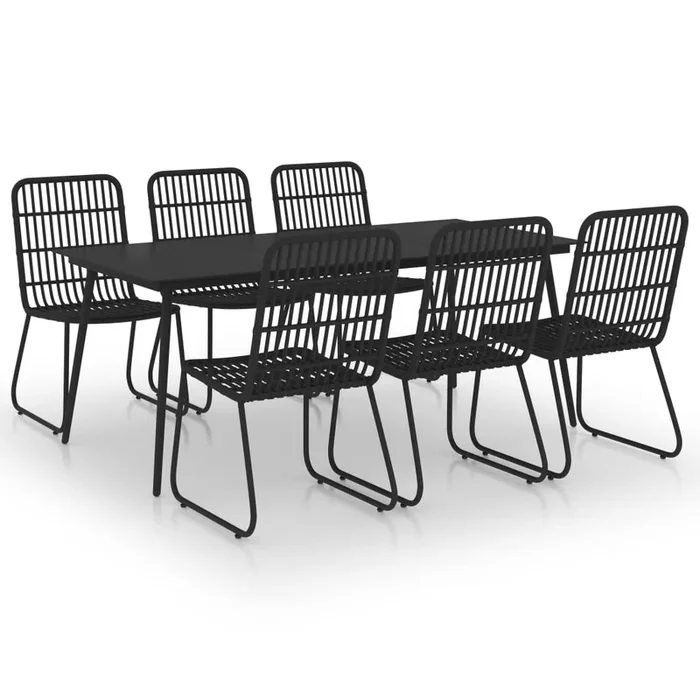 Juego de comedor para jardín 7 piezas ratán sintético y vidrio
