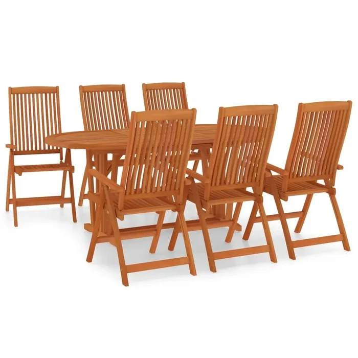 Juego de comedor para jardín 7 pzas madera maciza de eucalipto
