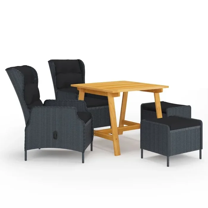 Juego de comedor para jardín de 5 piezas gris oscuro VidaXL