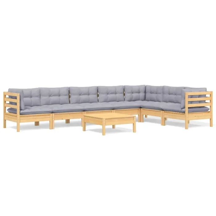 Juego de muebles de jardín 8 pzas y cojines madera maciza pino VidaXL