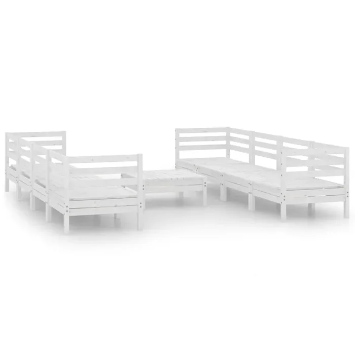 Juego de muebles de jardín 9 piezas madera maciza pino blanco