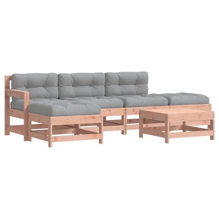 Juego de muebles jardin 6 piezas y cojines madera abeto Douglas