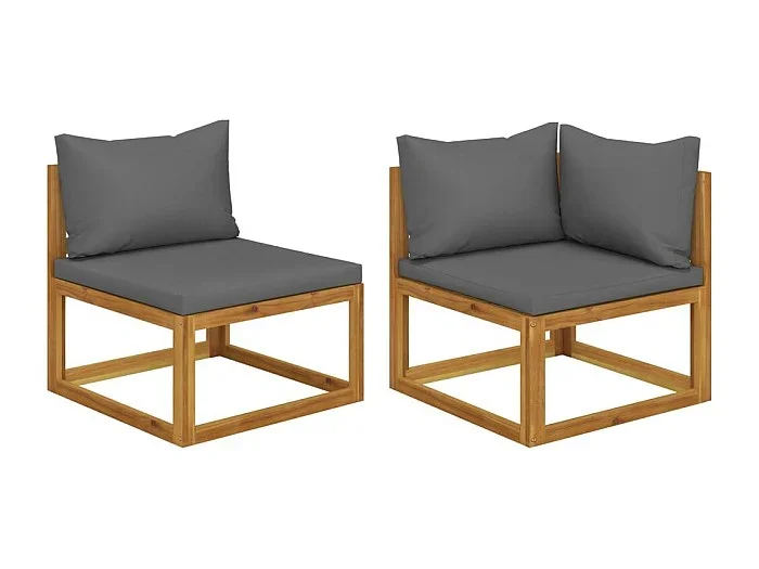 Juego de sofá 2 pzas con cojines gris oscuro madera de acacia ES329950