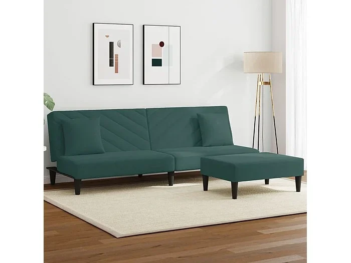 Juego de sofás con cojines 2 piezas terciopelo verde oscuro ES135078
