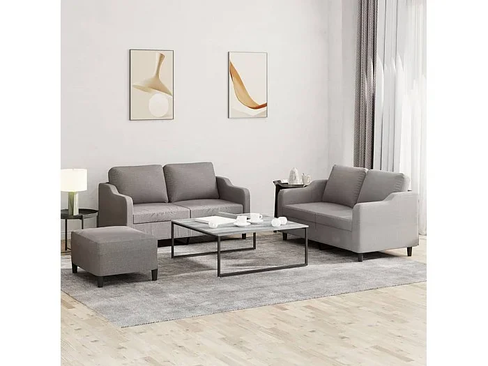 Juego de sofás con cojines 3 piezas tela gris taupe