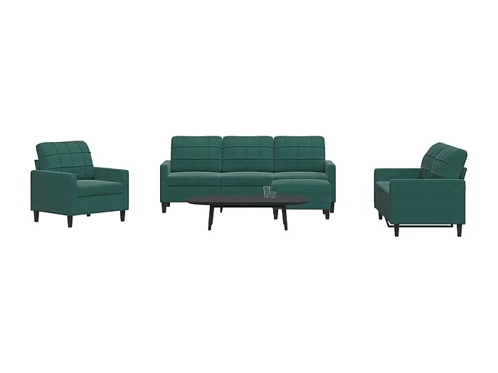 Juego de sofás con cojines 4 piezas terciopelo verde oscuro