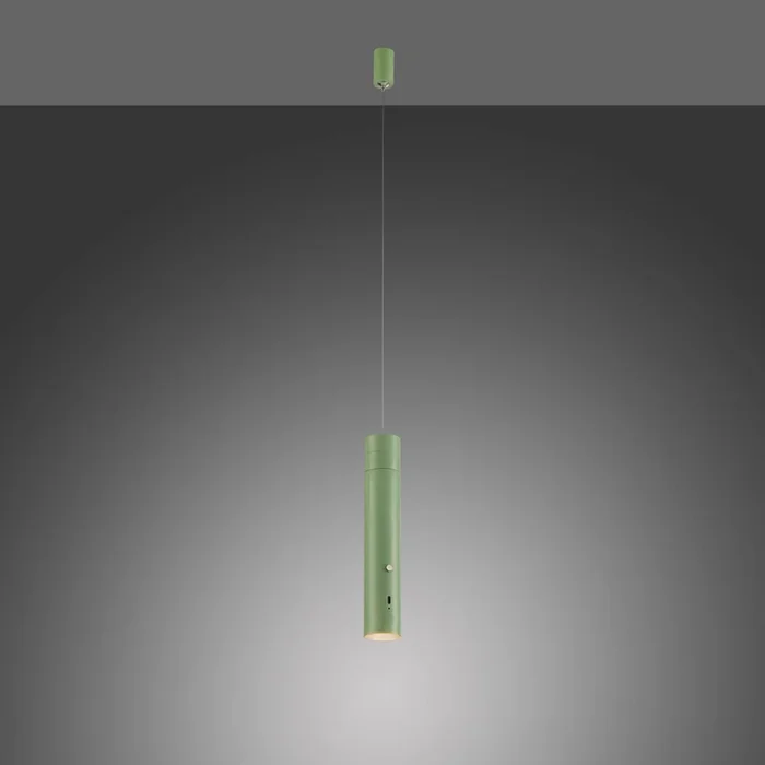 JUST LIGHT. Lámpara colgante LED recargable Attach, verde, hierro