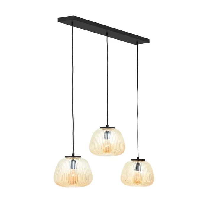 Kaizen lámpara colgante, longitud 105 cm, ámbar, 3 luces, cristal