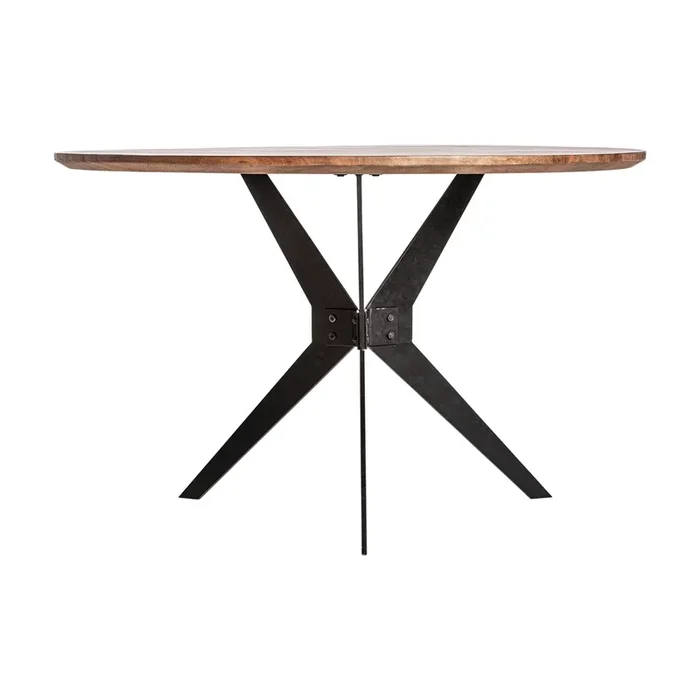 Kanash Mesa Comedor, de Madera de Mango, en color Negro/Natural, de 120x120x – Lastdeco