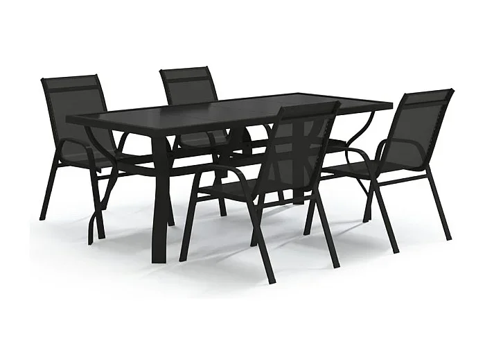 Katie Belle Juego de comedor para jardín 5 piezas negro