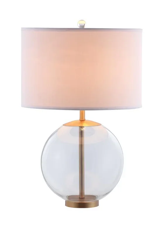 Kenny White Drum Shade Table Lamp with Glass Base