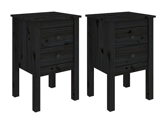 Kettering Mesitas de noche 2 uds madera maciza de pino negro 40x35x61,5cm