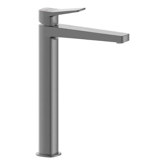 KFA Armatura 4522-712-61 – Grifo de lavabo + válvula de desagüe MALAGA 30,3 cm, gris metálico