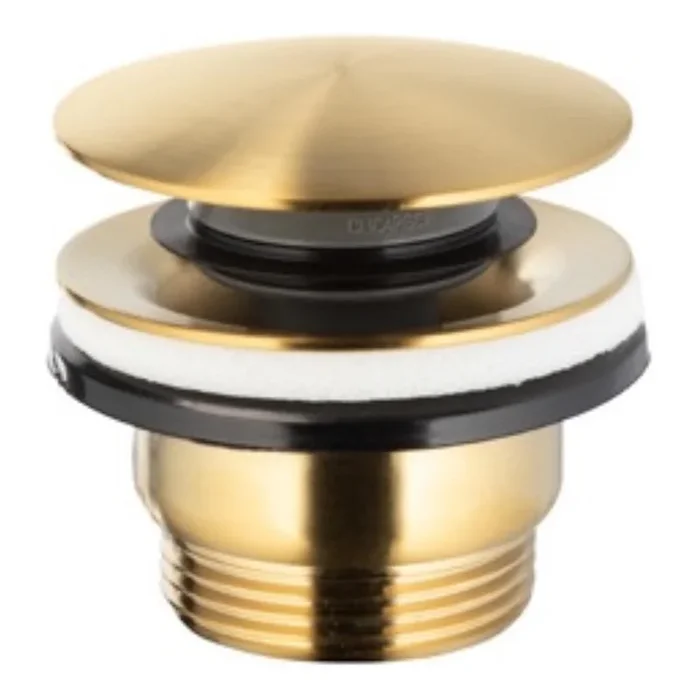KFA Armatura 660-320-31 – Desagüe de lavabo CLICK-CLACK diá. 6,6 cm acero inoxidable/oro cepillado