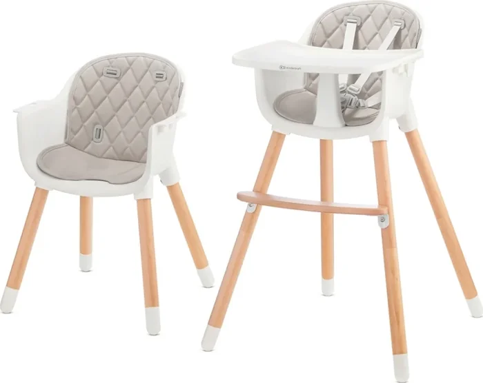 KINDERKRAFT – Silla de comedor para niños 2v1 SIENNA haya/gris