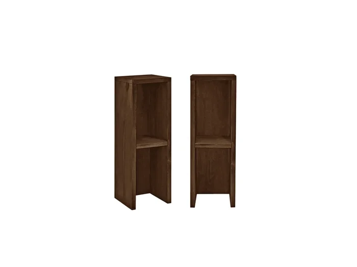 Kit de 2 mesitas de noche o auxiliares de madera de abeto Decowood con balda en color nogal 60x20cm – LINA – DECOWOOD