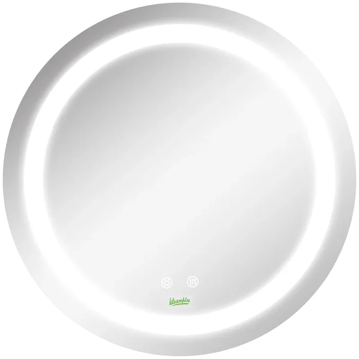 kleankin Espejo de Baño con Luz LED Ø50×4,6 cm Espejo Redondo de Pared con Interruptor Táctil 3 Luces Ajustables Función de Memoria y Antivaho Marco de Aluminio Plata