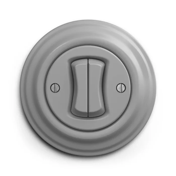 Kliklap – Interruptor retro doble para escalera con marco n.º 6+6, gris