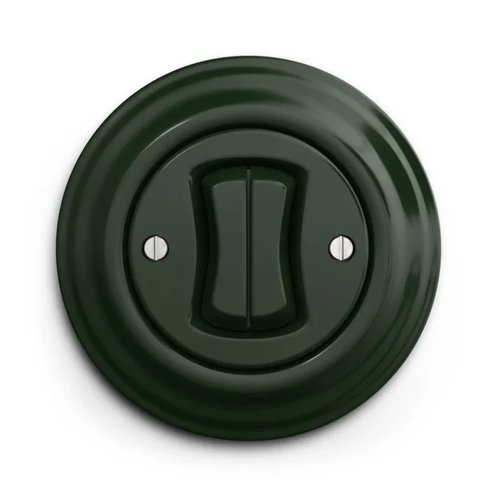 Kliklap – Interruptor retro doble para escalera con marco n.º 6+6, verde