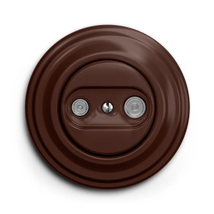 Kliklap – Toma retro para TV+R (pasante) con embellecedor, marrón