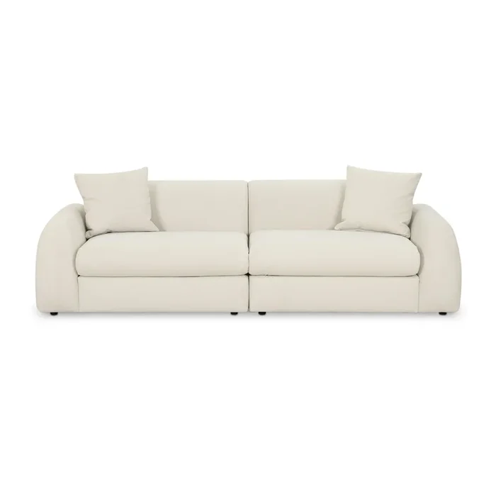 Kourtney Cream Faux Mohair 100″ Sofa