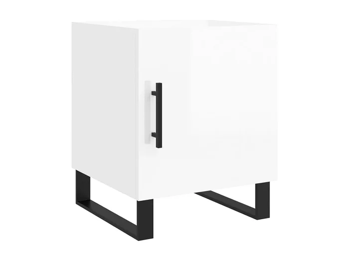 Kuopio Mesita de noche madera de ingeniería blanco brillo 40x40x50 cm
