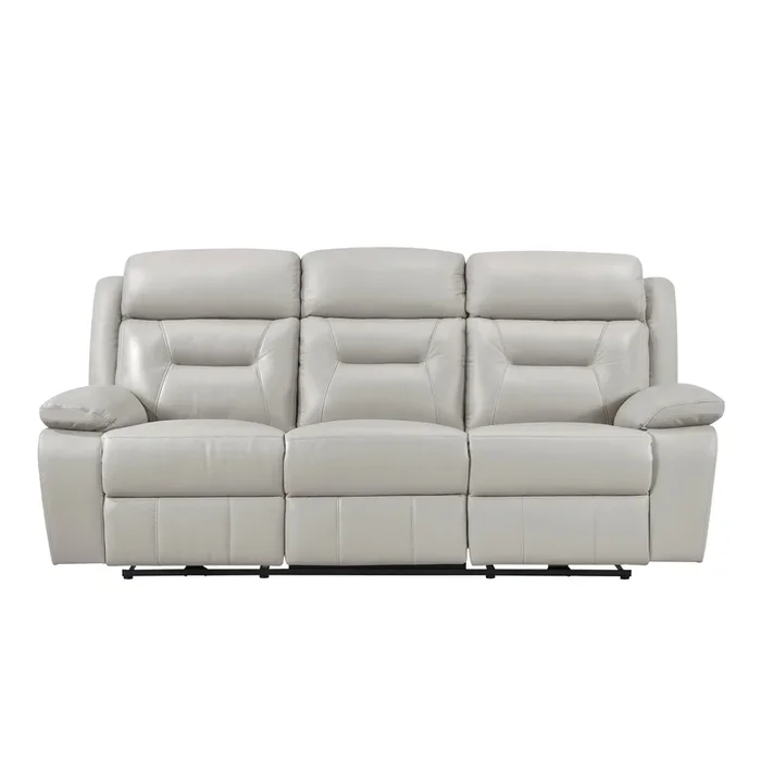 Laconia Silver Leather Power Double Reclining Sofa