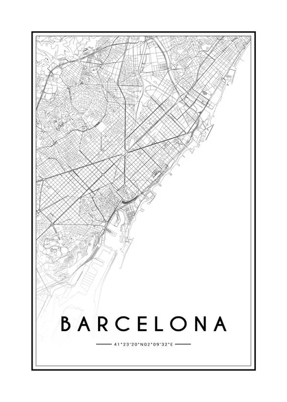 Lámina Bcn City 50 x 70 cm Marco negro – Hannun