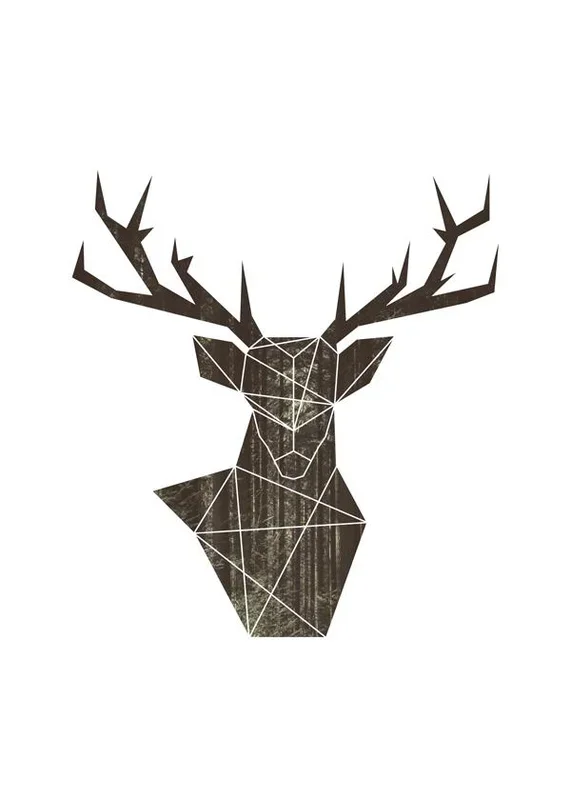 Lámina Deer Shadow 30 x 40 cm Marco negro – Hannun