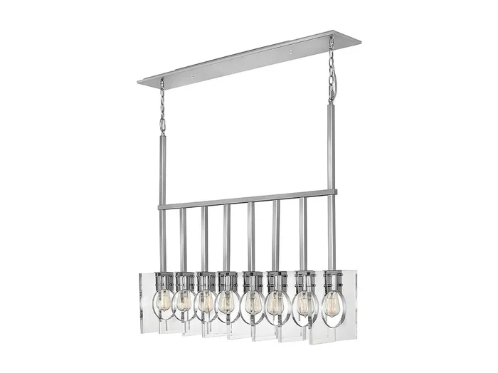 Lampadario Contemporaneo Ludlow Acciaio Nichel Lucido Acrilico 8 Luci E27