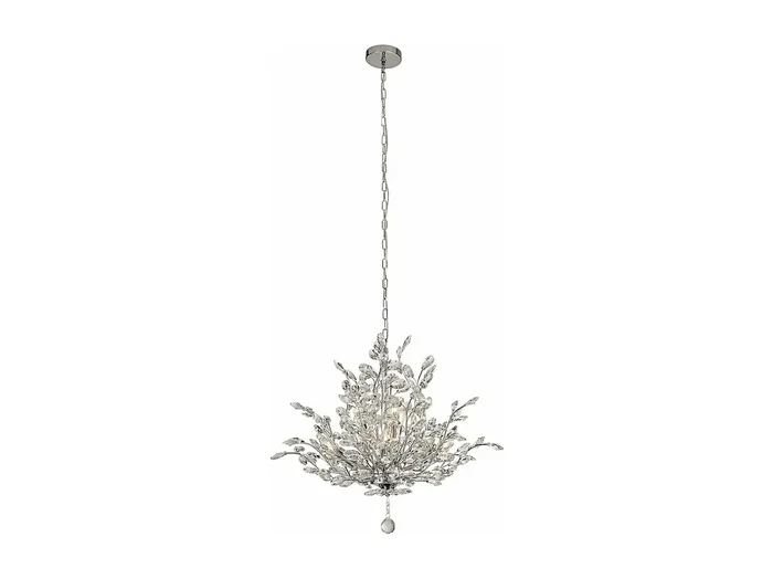 Lampadario Contemporaneo Mazzo Acciaio Cromo Vetro Trasparente 7 Luci E14
