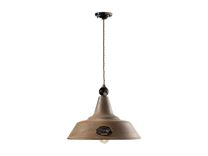 Lampadario Vintage Grunge Ferro E Ceramica Nero 1 Luce E27