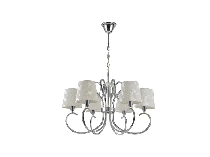 Lampara Cancun De 6 Luces Xe14 Cromo Pantalla Blanca De
