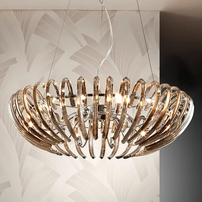 Lámpara colgante Ariadna cristal crema 66cm