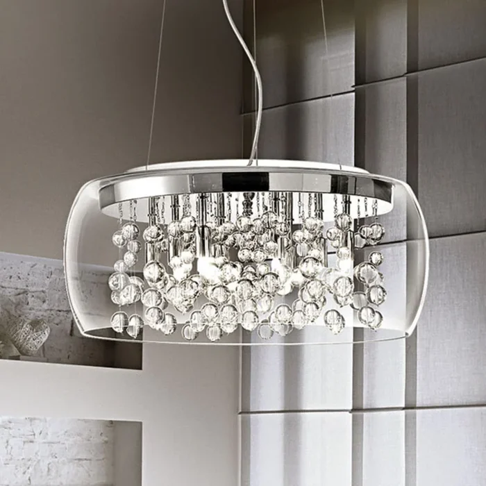 Lámpara colgante Audi vidrio transparente, Ø 50 cm