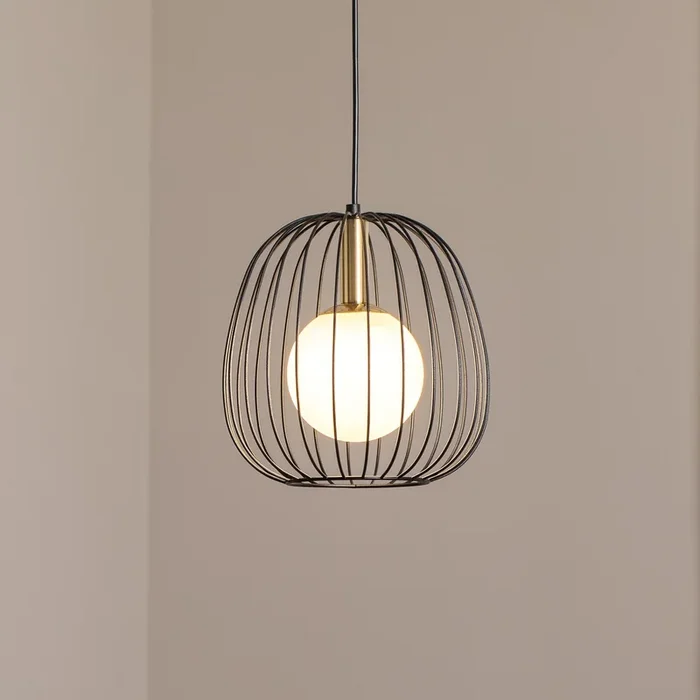 Lámpara colgante Bell S, Ø 24 cm, 1 luz, negro/dorado/blanco