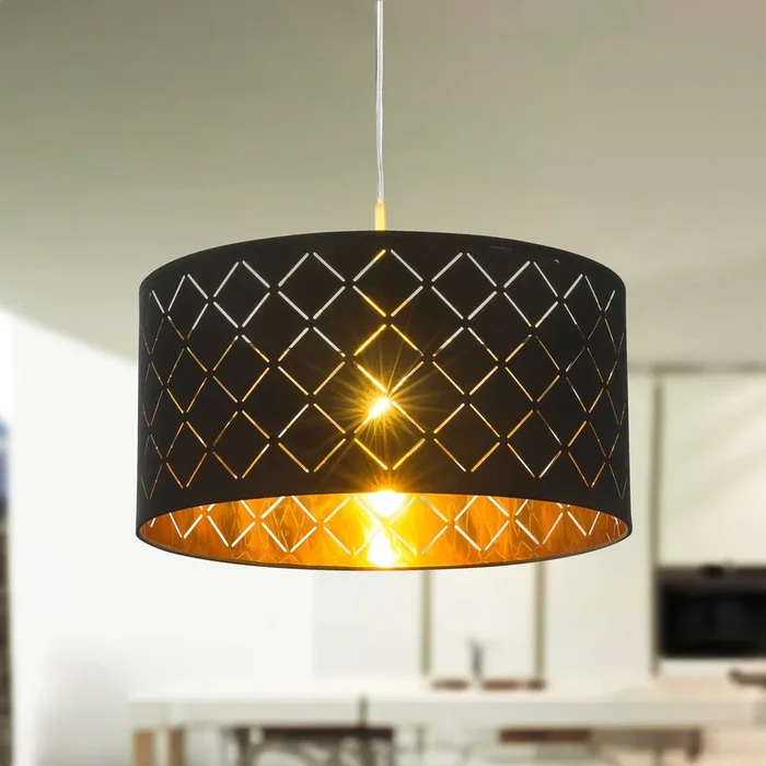 Lámpara colgante Clark, negra/dorada, Ø 40 cm