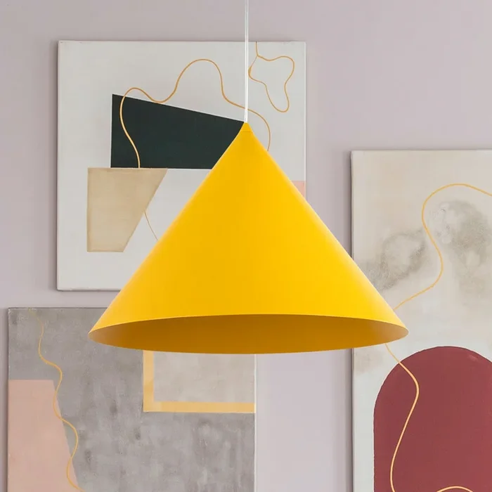 Lámpara colgante Cono, 1 luz, Ø 50 cm, amarilla, E27