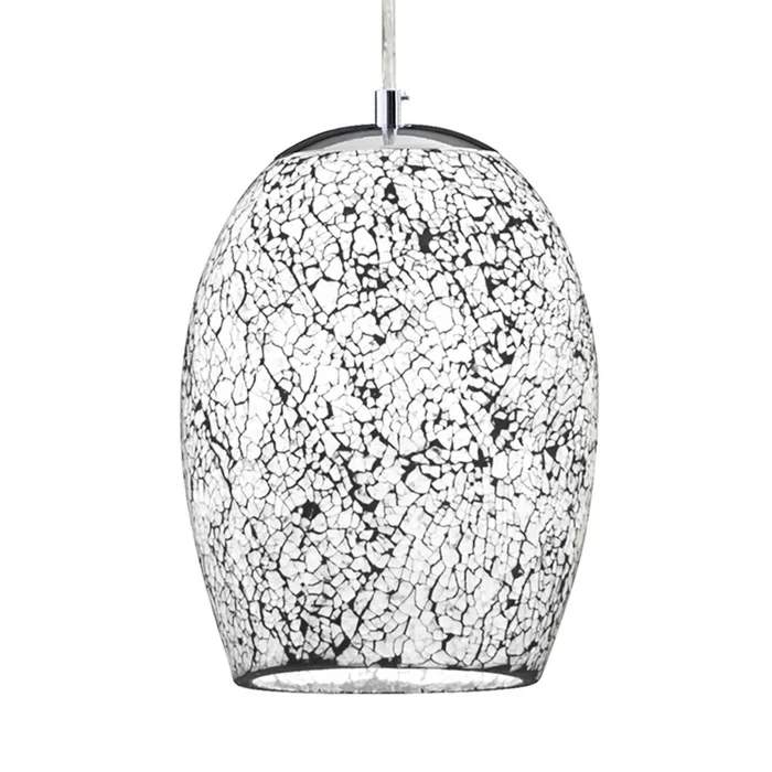 Lámpara colgante Crackle cromo-blanco