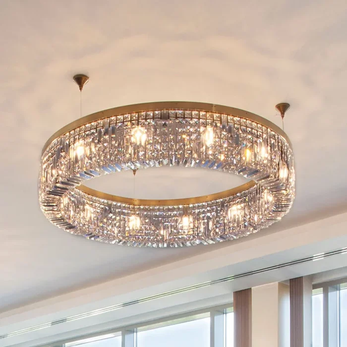 Lámpara colgante de cristal Ring 110 cm dorado