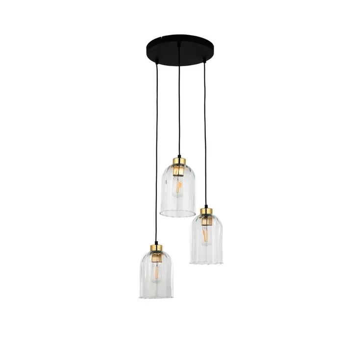 Lámpara colgante de cristal Satipo, 3 luces, transparente